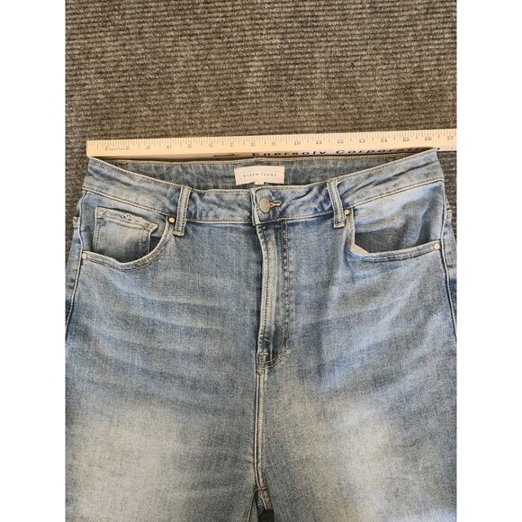 Risen Denim Blue Jeans Womens 1XL Stretch Wide-Leg Frayed Hem Casual - Picture 5 of 10